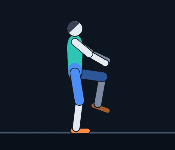Knee-Up Balance Hold, frame 2 of 3: Coach Cole demonstrating the movement