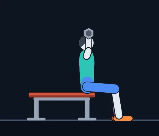 Seated Dumbbell Shoulder Press, frame 2 of 3: Coach Cole demonstrating the movement